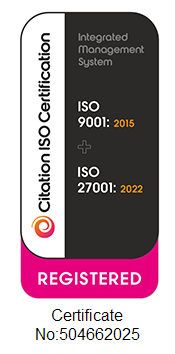 Citation ISO Certification: ISO 9001:2015 and ISO 27001:2022, certificate number 504662025